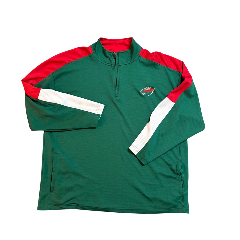 NHL Minnesota Wild Mens 2XL Quarter Zip Pullover Jacket Green Knights Apparel